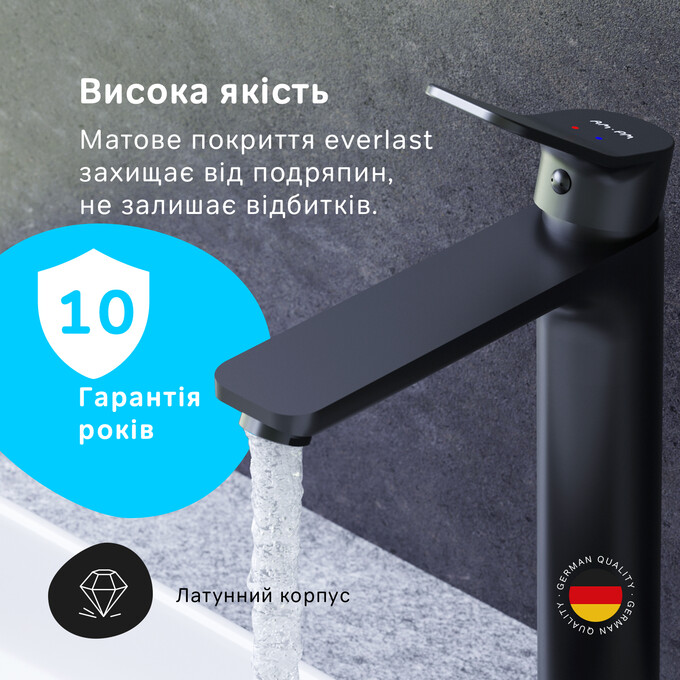 Змішувач для умивальника Am.Pm X-Joy F85A92022 (чорний матовий, високий), фото , изображение 10