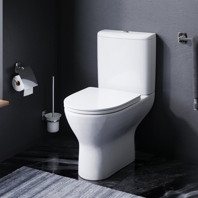 Безободковый унитаз-компакт Damixa Scandinavian Pure FlashClean DX36C8601SC (с сиденьем), фото 2