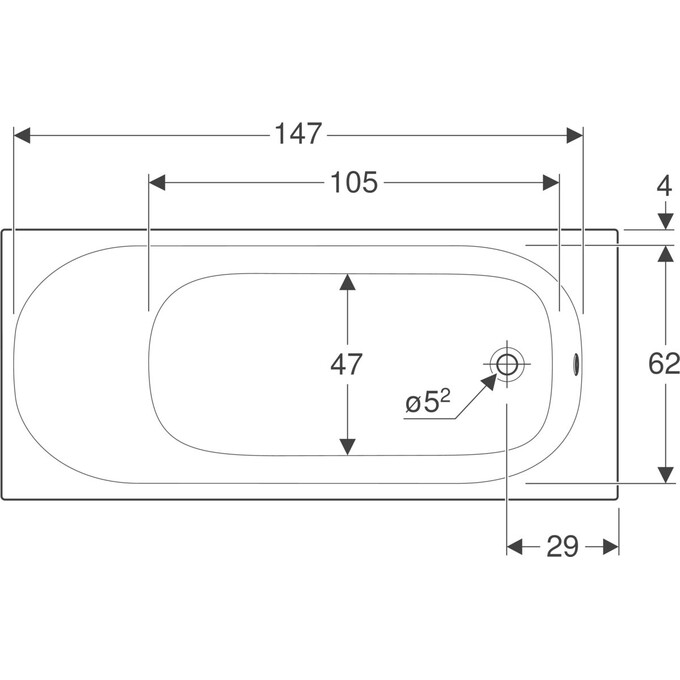 Акриловая ванна Geberit Soana 554.001.01.1 (160x70 см, с ножками), Доступные размеры: 160 x 70, фото 5