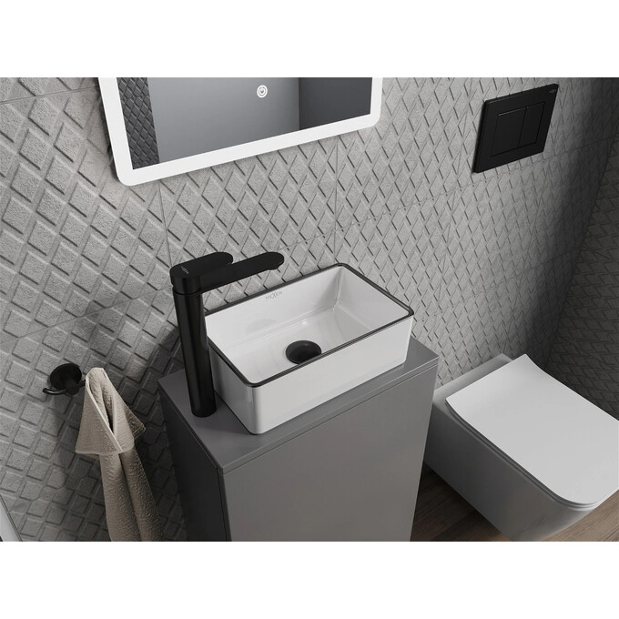 Раковина Mexen Nadia 36 White Black Edge MEX-21613607 (36x23 см, біла глянсова з чорним бортом), Доступні розміри: 36 x 23, Колір виробника: білий глянець, чорний бортик, фото , изображение 2