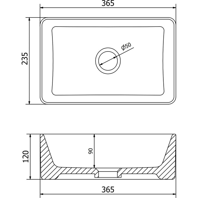 Раковина Mexen Nadia 36 White Black Edge MEX-21613607 (36x23 см, біла глянсова з чорним бортом), Доступні розміри: 36 x 23, Колір виробника: білий глянець, чорний бортик, фото , изображение 6