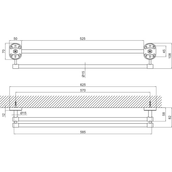 Полотенцедержатель Lidz Oreo 0102 Chrome (LDORE0102CRM22082, двойной), фото 4