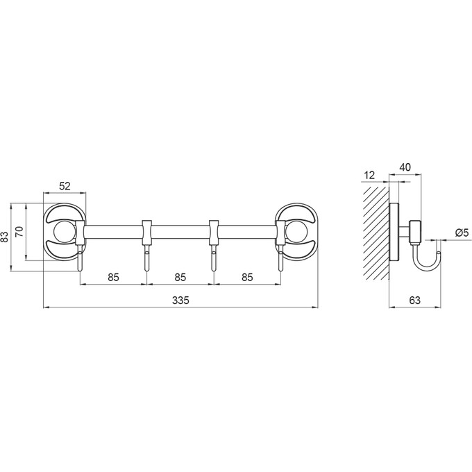 Набор крючков для полотенец Lidz Oreo 0804 Chrome (LDORE0804CRM22175), фото 5