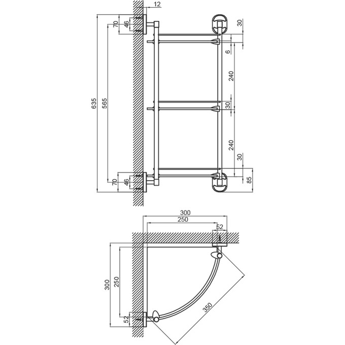Полка для душа Lidz Oreo 1003 (LDORE1003CRM22182, 3-x ярусная, угловая), фото 4