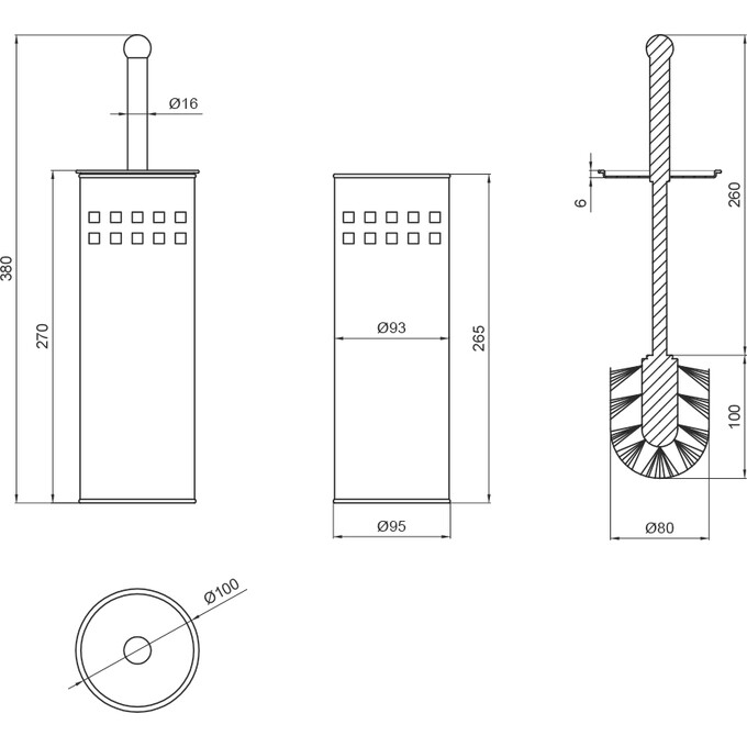 Ершик для унитаза Lidz Oreo 0501 Chrome (LDORE0501CRM22257, напольный), фото 3
