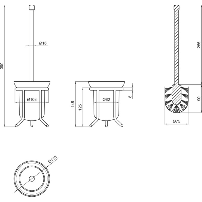 Ершик для унитаза Lidz Oreo 0504 Chrome (LDORE0504CRM32477, напольный), фото 3