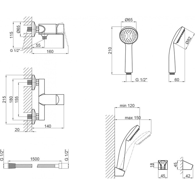 Смеситель для душа Lidz Gloria 010 (LDGLO010CRM35101, с лейкой и шлангом), фото 6
