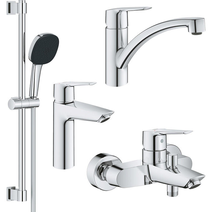 Комплект смесителей для ванной комнаты и кухни Grohe QuickFix Start ColdStart M-Size UA202301KE (23746002+24206002+26398001+31138002), фото 