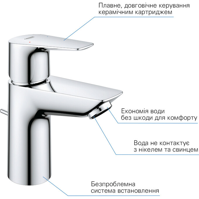 Комплект змішувачів для ванної кімнати та кухні Grohe QuickFix Start Edge S-Size UA202501SK (24196001+24198001+27942001+30529001), фото , изображение 15