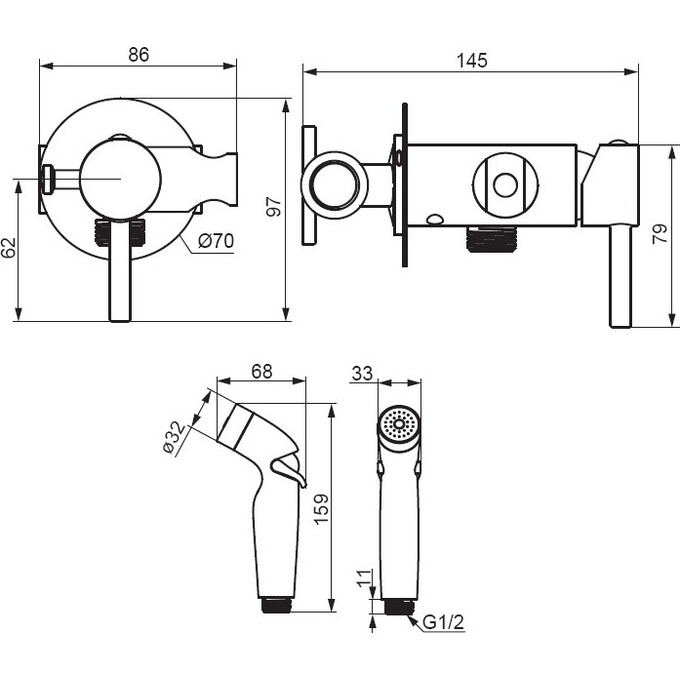 Гигиенический душ со смесителем RedBlu Option 211000000, фото 10