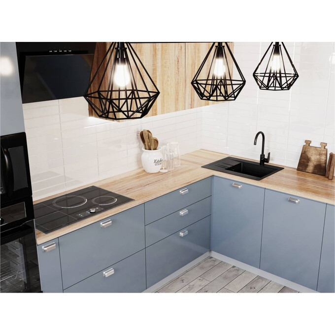 Мийка для кухні Miraggio Bodrum 650 Black Shine 0002300 (64x50, чорна, із сифоном), Доступні розміри: 65 x 50, Колір виробника: чорний, фото , изображение 2