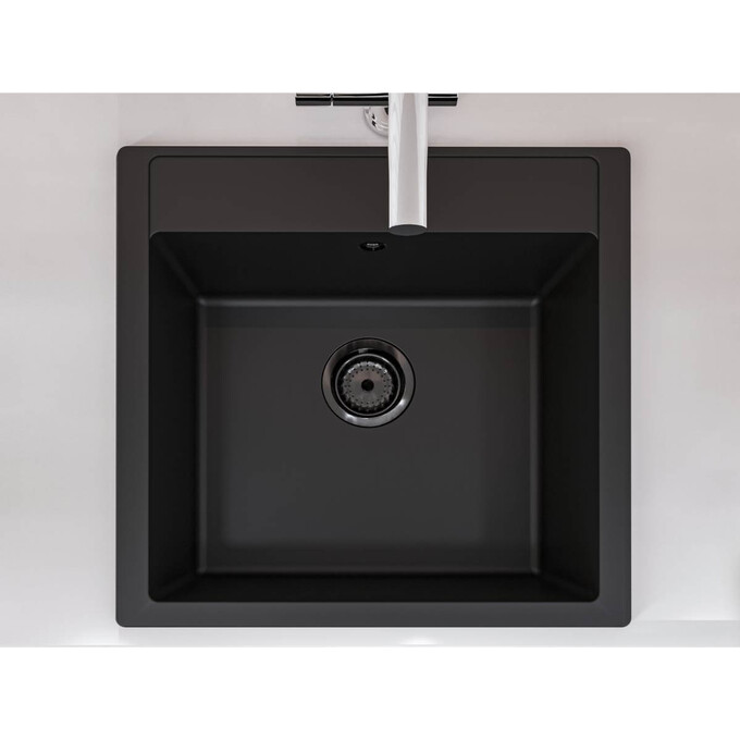 Мийка для кухні Miraggio Bodrum 510 Black Shine 0002245 (50x49, чорна, із сифоном), Доступні розміри: 51 x 50, Колір виробника: чорний, фото , изображение 4