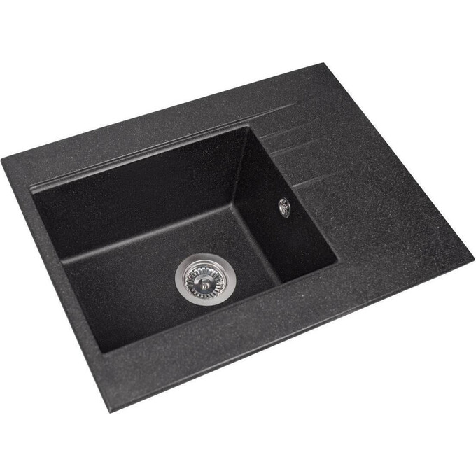 Мийка для кухні Miraggio Bodrum 650 Black Shine 0002300 (64x50, чорна, із сифоном), Доступні розміри: 65 x 50, Колір виробника: чорний, фото , изображение 5