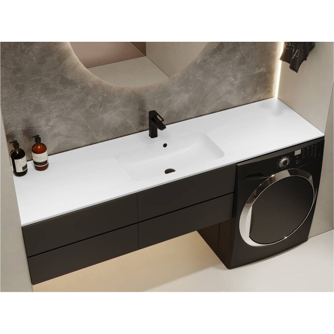 Умивальник-стільниця Miraggio Della 1800 Miramarble 69125566 (180x50 см, з крилом), Доступні розміри: 180 x 50, Технологія виробництва: Miramarble, Колір виробника: білий глянець, фото , изображение 2