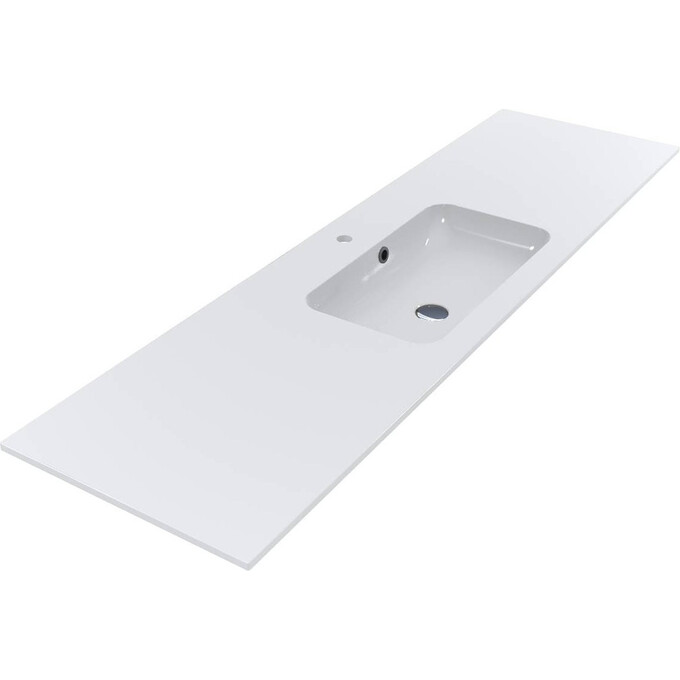 Умивальник-стільниця Miraggio Della 1800 Miramarble 69125566 (180x50 см, з крилом), Доступні розміри: 180 x 50, Технологія виробництва: Miramarble, Колір виробника: білий глянець, фото 