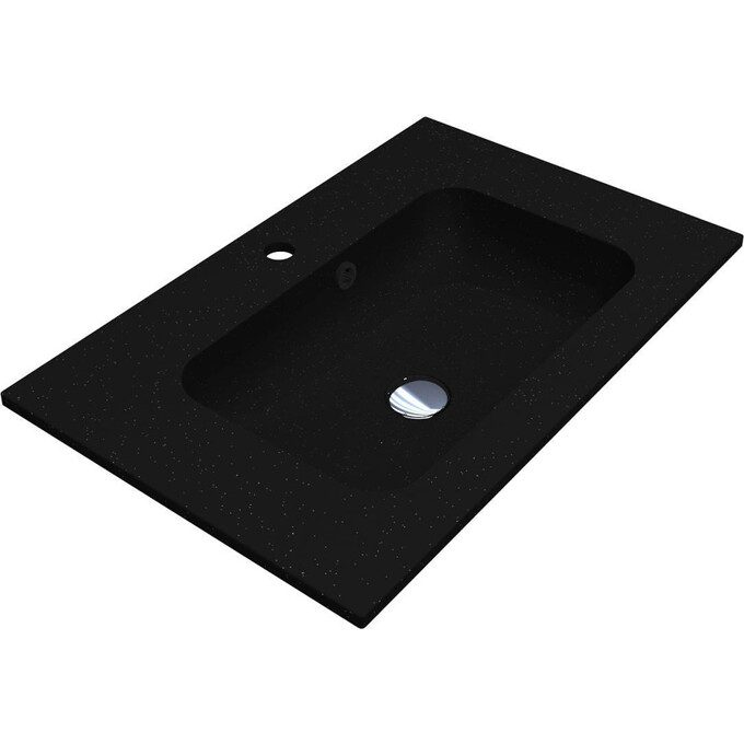 Раковина Miraggio Della 700 Mirastone Black Shine 8813460 (70x45 см, чорна), Доступні розміри: 70 x 45, Технологія виробництва: Mirastone, Колір виробника: чорний, фото 