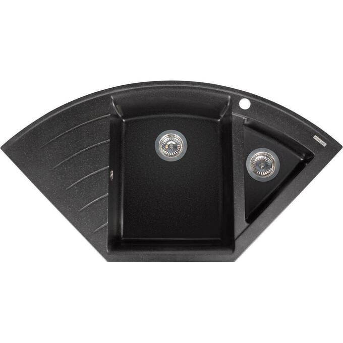 Мийка для кухні Miraggio Europe Black Shine 0002562 (110x57, чорна, із фруктівницею, із сифоном), Колір виробника: чорний, фото 