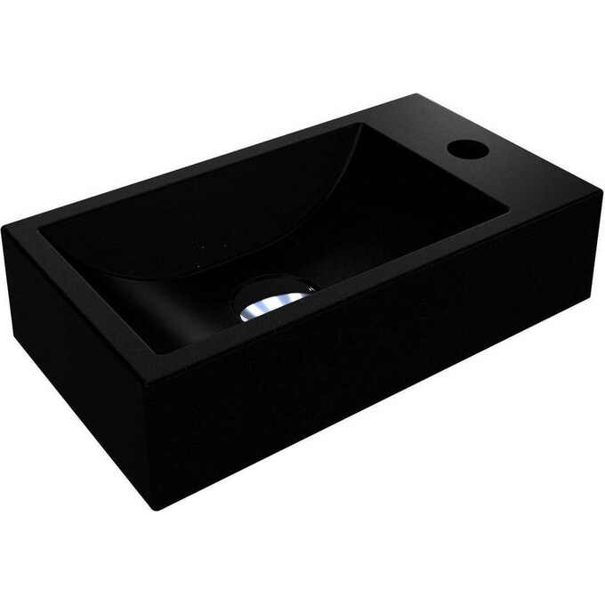 Раковина Miraggio Faro L Mirastone Black Shine 0002537 (40x22 см, черная), Доступные размеры: 41 x 23 L, Технология производства: Mirastone, Цвет производителя: черный, фото 