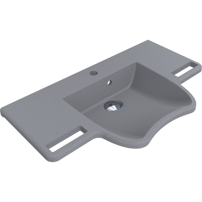 Умывальник Miraggio Krakow Mirastone Gray 8813471 (80x45 см, серый, с крылом и полотенцедержателем), Технология производства: Mirastone, Цвет производителя: серый, фото 