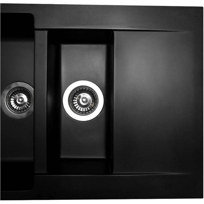 Мийка для кухні Miraggio Lapas Black Shine 0002247 (78x48 см, чорна, із фруктівницею, із сифоном), Колір виробника: чорний, фото , изображение 7