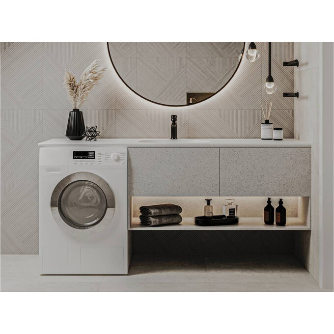 Умивальник-стільниця Miraggio New York 1850 Miramarble 69125563 (185x50 см, з крилом), Доступні розміри: 185 x 55, Технологія виробництва: Miramarble, Колір виробника: білий глянець, фото , изображение 4