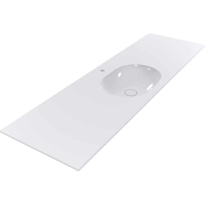 Умивальник-стільниця Miraggio New York 1850 Miramarble 69125563 (185x50 см, з крилом), Доступні розміри: 185 x 55, Технологія виробництва: Miramarble, Колір виробника: білий глянець, фото 