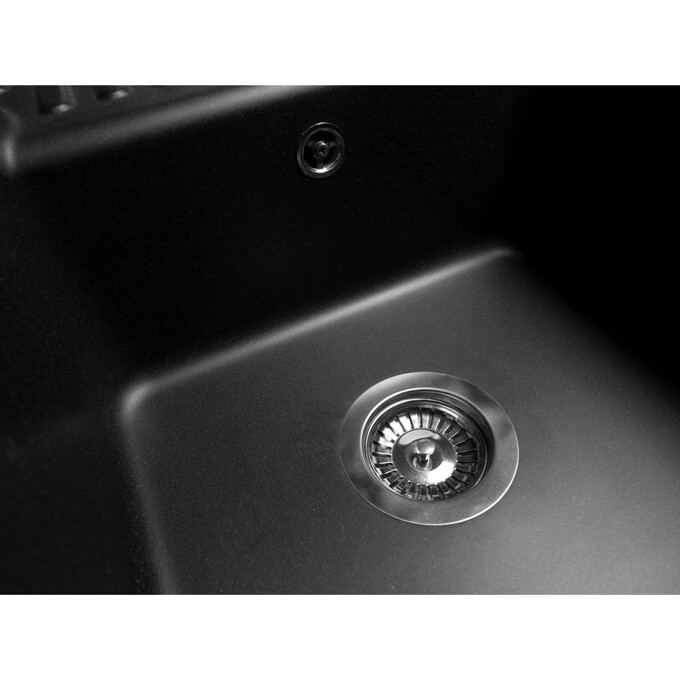 Мийка для кухні Miraggio Orlean Black Shine 0002278 (86x49 см, чорна, з сифоном), Технологія виробництва: Mirastone, Колір виробника: чорний, фото , изображение 5