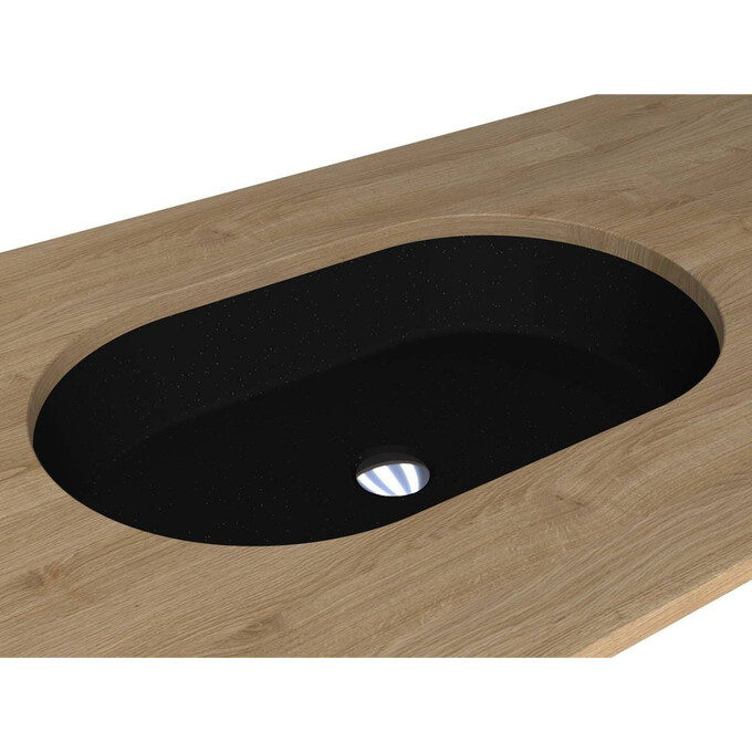 Раковина Miraggio Rome Mirastone Black Shine 0002611 (55x35 см, чорна), Технологія виробництва: Mirastone, Колір виробника: чорний, фото 