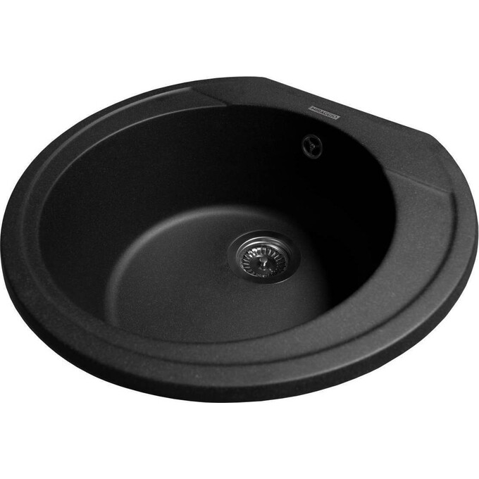 Мийка для кухні Miraggio Tuluza Black Shine 0002565 (52x48 см, чорна, із сифоном), Колір виробника: чорний, фото , изображение 2