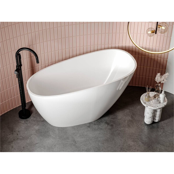 Мраморная ванна Miraggio Valeria Miramarble 69125547 (140x74 см, отдельностоящая), Технология производства: Miramarble, Цвет производителя: белый глянец, фото 2