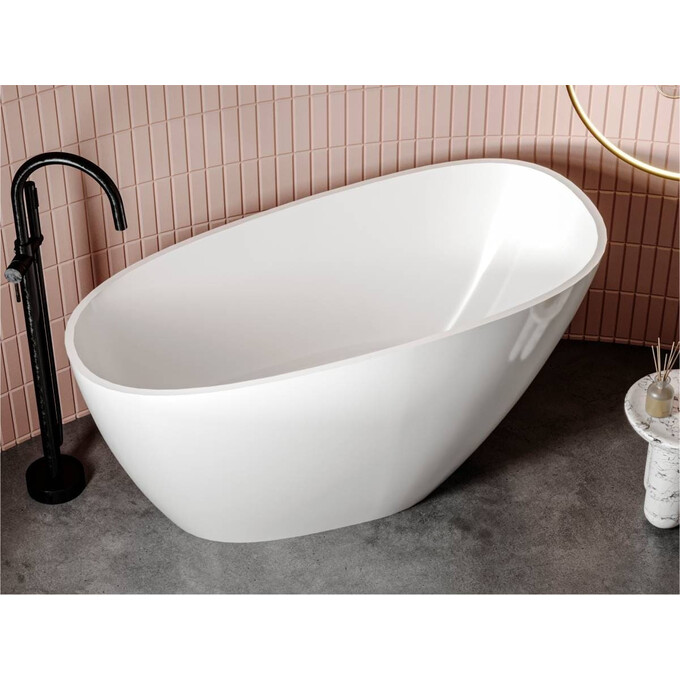 Мраморная ванна Miraggio Valeria Miramarble 69125547 (140x74 см, отдельностоящая), Технология производства: Miramarble, Цвет производителя: белый глянец, фото 4