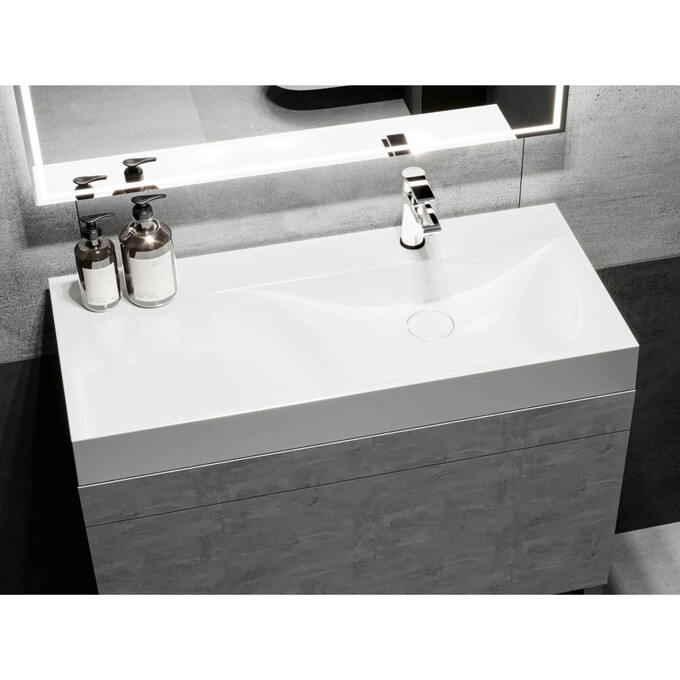 Умывальник Miraggio Viola 1000 R Miramarble 8813427 (100x46 см, с крылом), Доступные размеры: 100 x 46 R, Технология производства: Miramarble, Цвет производителя: белый глянец, фото 2