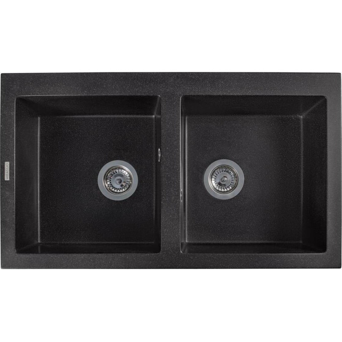 Мийка для кухні Miraggio Westeros Black Shine 0002566 (87x50 см, чорна, із сифоном), Колір виробника: чорний, фото 