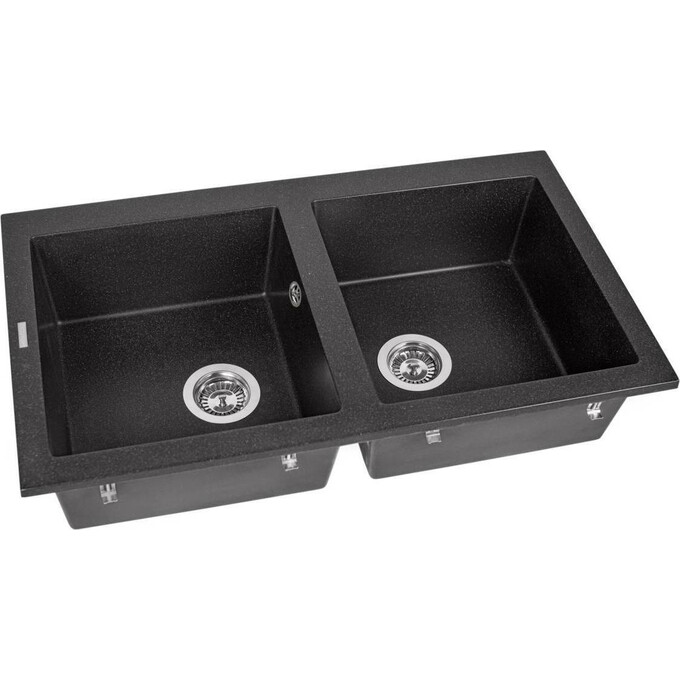 Мийка для кухні Miraggio Westeros Black Shine 0002566 (87x50 см, чорна, із сифоном), Колір виробника: чорний, фото , изображение 2