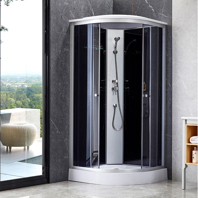 Душевой гидробокс с поддоном Lidz Tani SB90x90.SAT.LOW.GR (LTSB9090SATLOWGR, 90x90 см, стекло тонированное, профиль сатин), фото 2