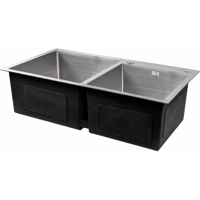 Мийка для кухні Lidz Handmade H7843 Brush (LDH7843BRU35387, 78x43 см, брашована, 3.0/0.8 мм, з сифоном та дозатором), фото , изображение 3