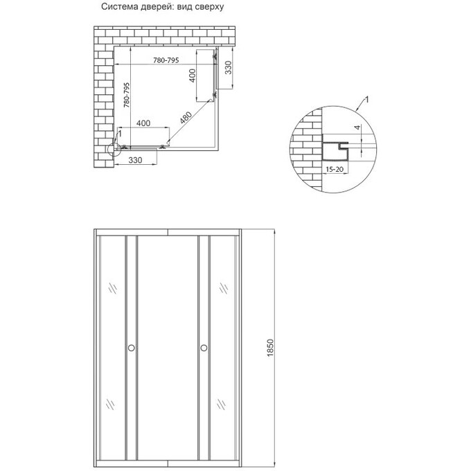Набор Lidz LWASC8080SLGSET: душевая кабина Wawel LWASC8080SATLOWGR2 + поддон Kapielka LKAST808014, фото 8