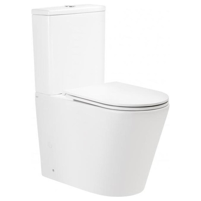 Безободковый унитаз-компакт Qtap Scorpio Ultra Quiet QT14222125AUQW (воронкообразный, с сиденьем), фото 