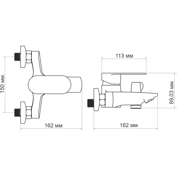 Смеситель для ванны Lidz Tani 0061 (LDTAN0061CRM44963, с лейкой и шлангом), фото 2