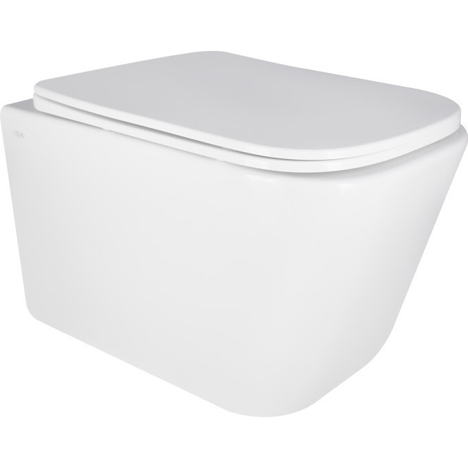 Безободковый подвесной унитаз Qtap Crow Ultra Quiet QT05335171W (воронкообразный, с сиденьем), фото 