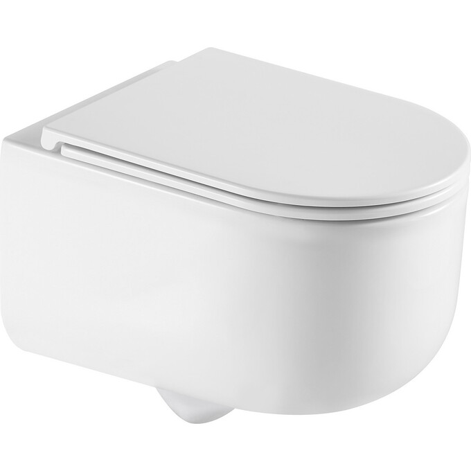 Безободковый подвесной унитаз Qtap Taurus Ultra Quiet QT2433084EUQW (воронкообразный, с сиденьем), Цвет производителя: белый, фото 