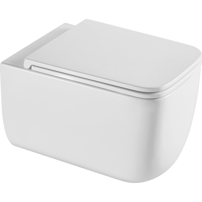 Безободковый подвесной унитаз Qtap Gemini Ultra Quiet QT2533076EUQW (воронкообразный, с сиденьем), Цвет производителя: белый, фото 