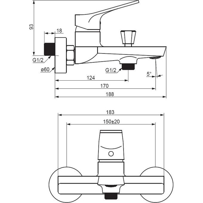 Смеситель для ванны Damixa Merkur 401000000, Цвет производителя: хром, фото 6
