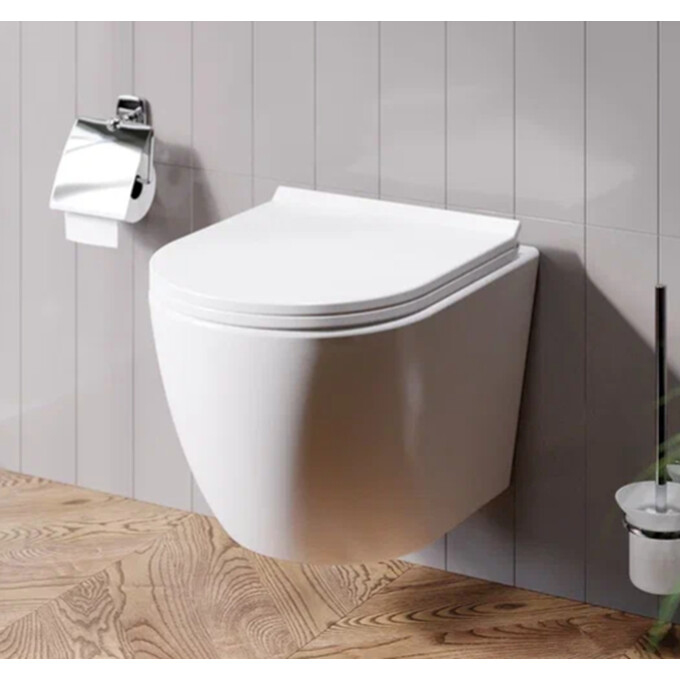 Безободковый подвесной унитаз Am.Pm Like AquaSpin CLA1900SC (воронкообразный, с сиденьем), фото 5