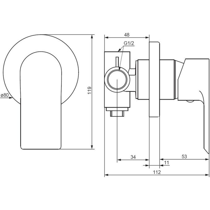 Змішувач прихованого монтажу Damixa Apollo 477500000 (внутрішня частина в комплекті), Колір виробника: хром, фото , изображение 5