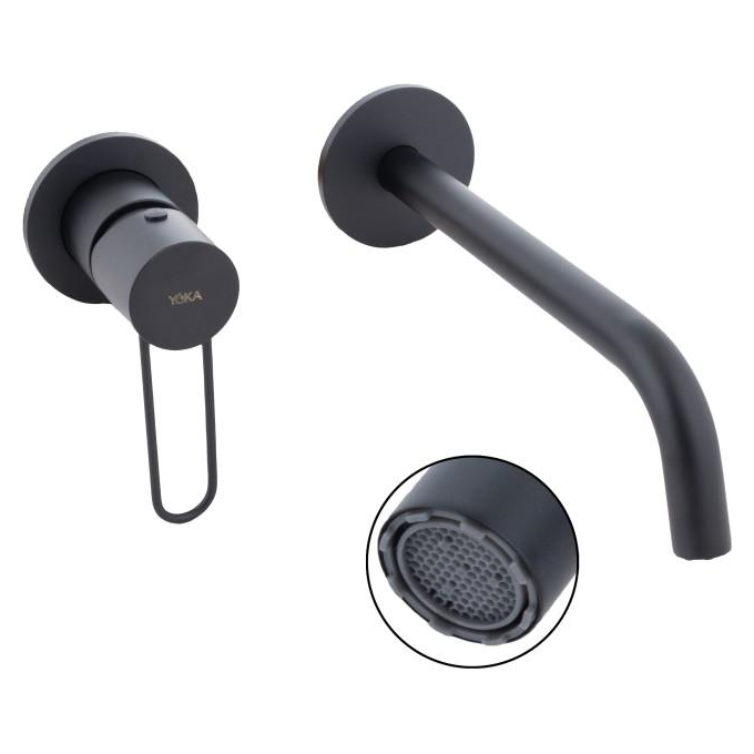Змішувач прихованого монтажу для умивальника Yoka Reni Black BU.RENI-BLK (чорний матовий, внутрішня частина в комплекті), фото , изображение 5