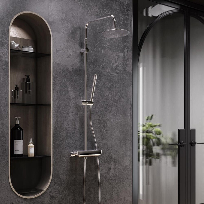 Душевая система Damixa Scandinavian Pure 936780000 (с полкой), Цвет производителя: хром, фото 2