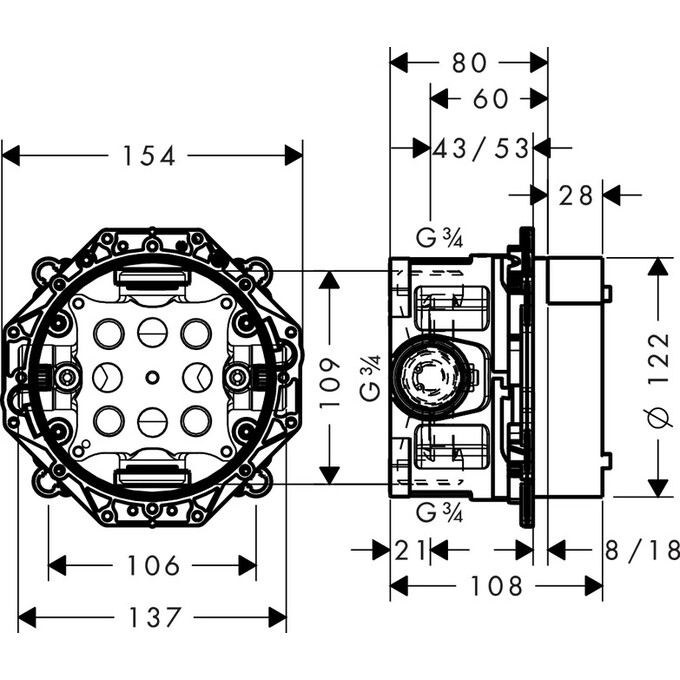 Скрытая часть Hansgrohe IBOX universal 01850180, фото 2