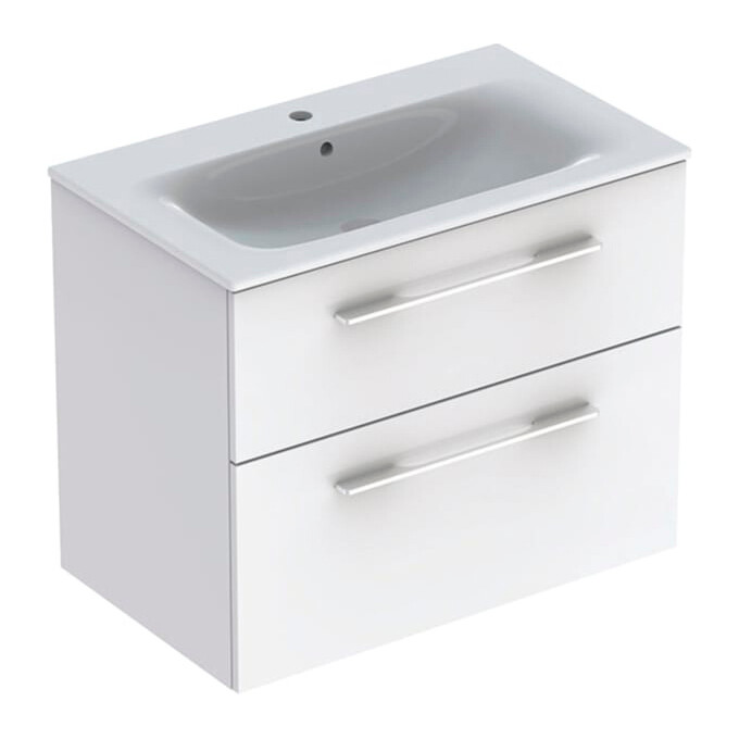 Тумба с умывальником Geberit Selnova Square 501.240.00.1 (80 см, белая глянцевая, подвесная), Доступные размеры: 80, Цвет производителя: белый глянец, фото 