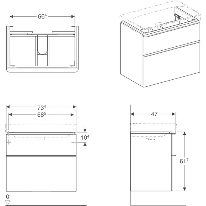 Подвесная тумба Geberit Smyle 500.353.00.1 (73 см, белая глянцевая, подвесная), Доступные размеры: 73, Цвет производителя: белый глянец, фото 2